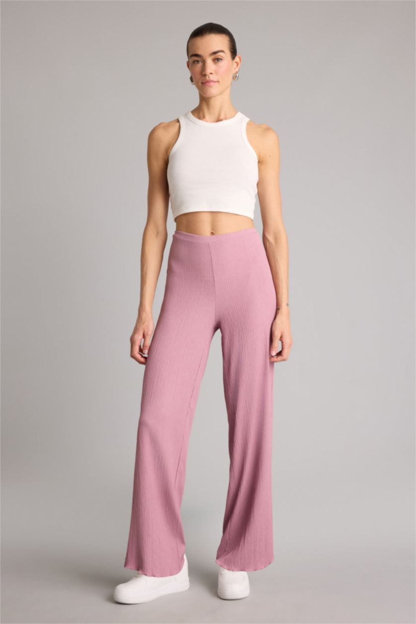 Kadın Gülkurusu Wıde Leg Bürümcük Pantolon