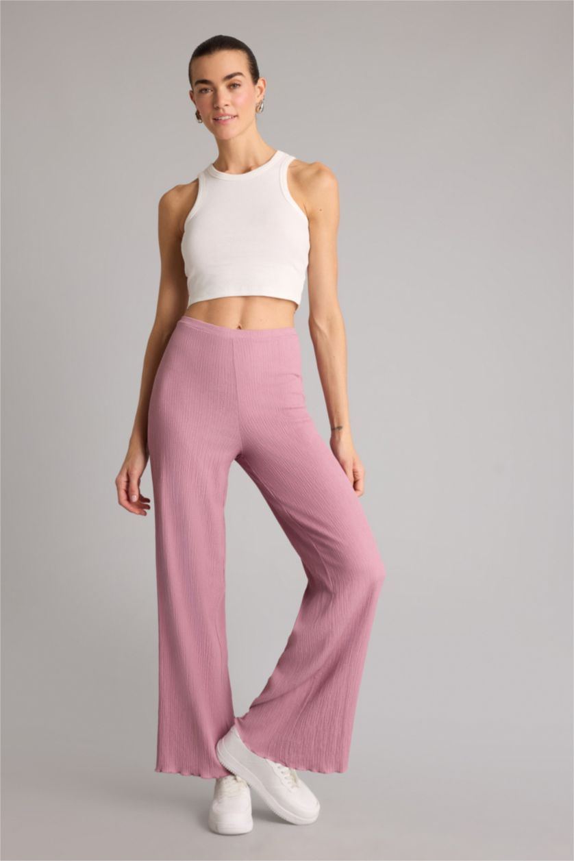 Kadın Gülkurusu Wıde Leg Bürümcük Pantolon