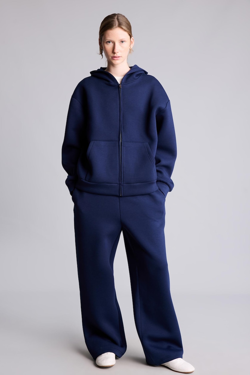 Women NAVY Relax Fit Wide Leg Scuba Fabric Sweatpants