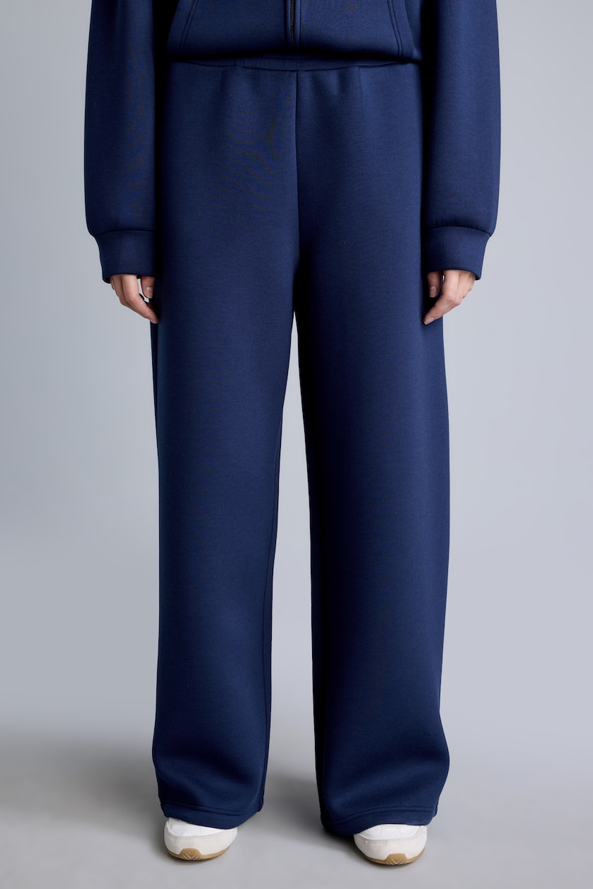 Women NAVY Relax Fit Scuba Fabric Trousers