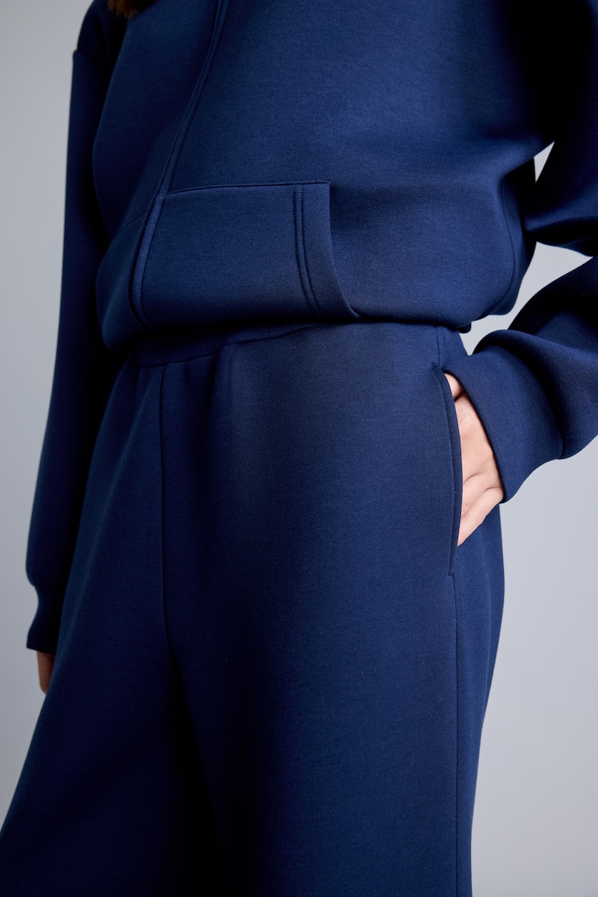 Women NAVY Relax Fit Scuba Fabric Trousers