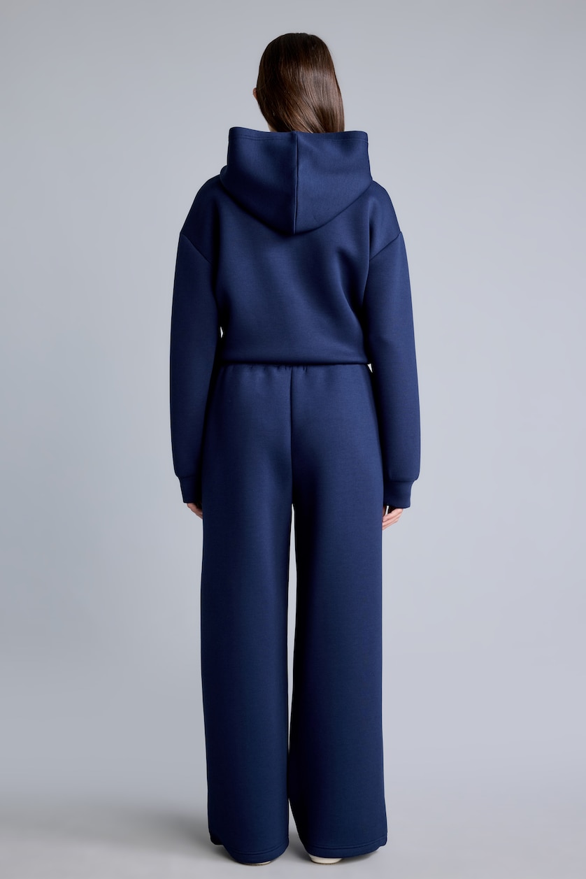 Women NAVY Relax Fit Scuba Fabric Trousers