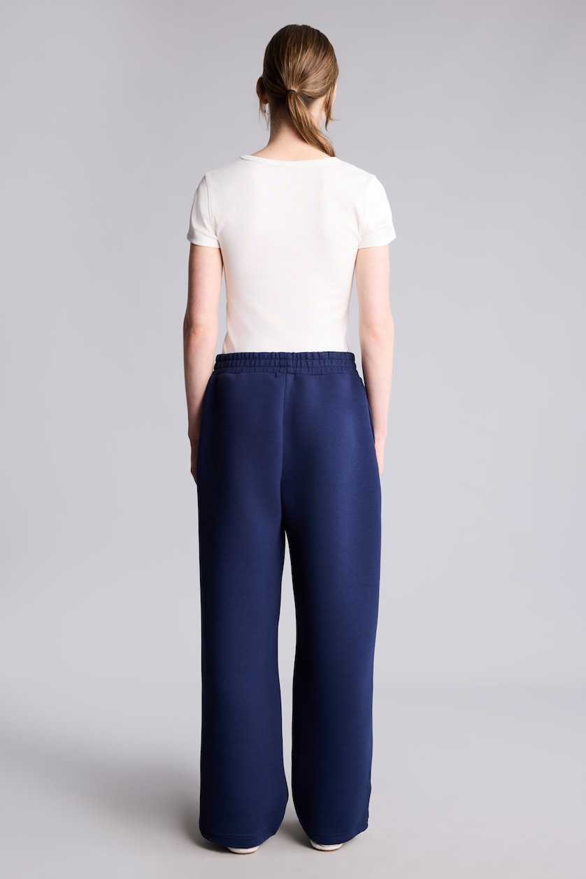 Women NAVY Relax Fit Wide Leg Scuba Fabric Sweatpants
