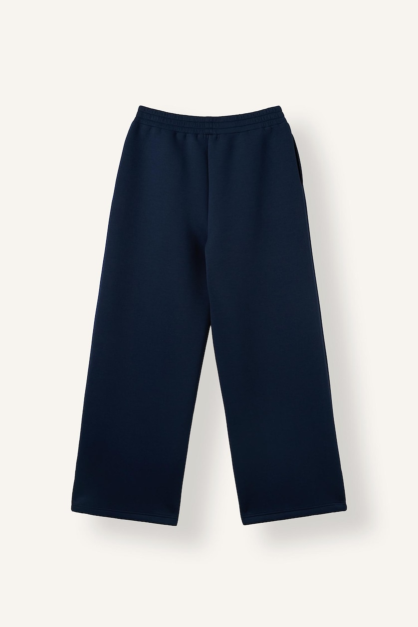 Women NAVY Relax Fit Scuba Fabric Trousers