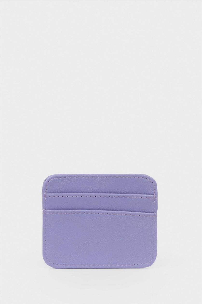 نساء أرجواني Woman Faux Leather Business Card Wallet