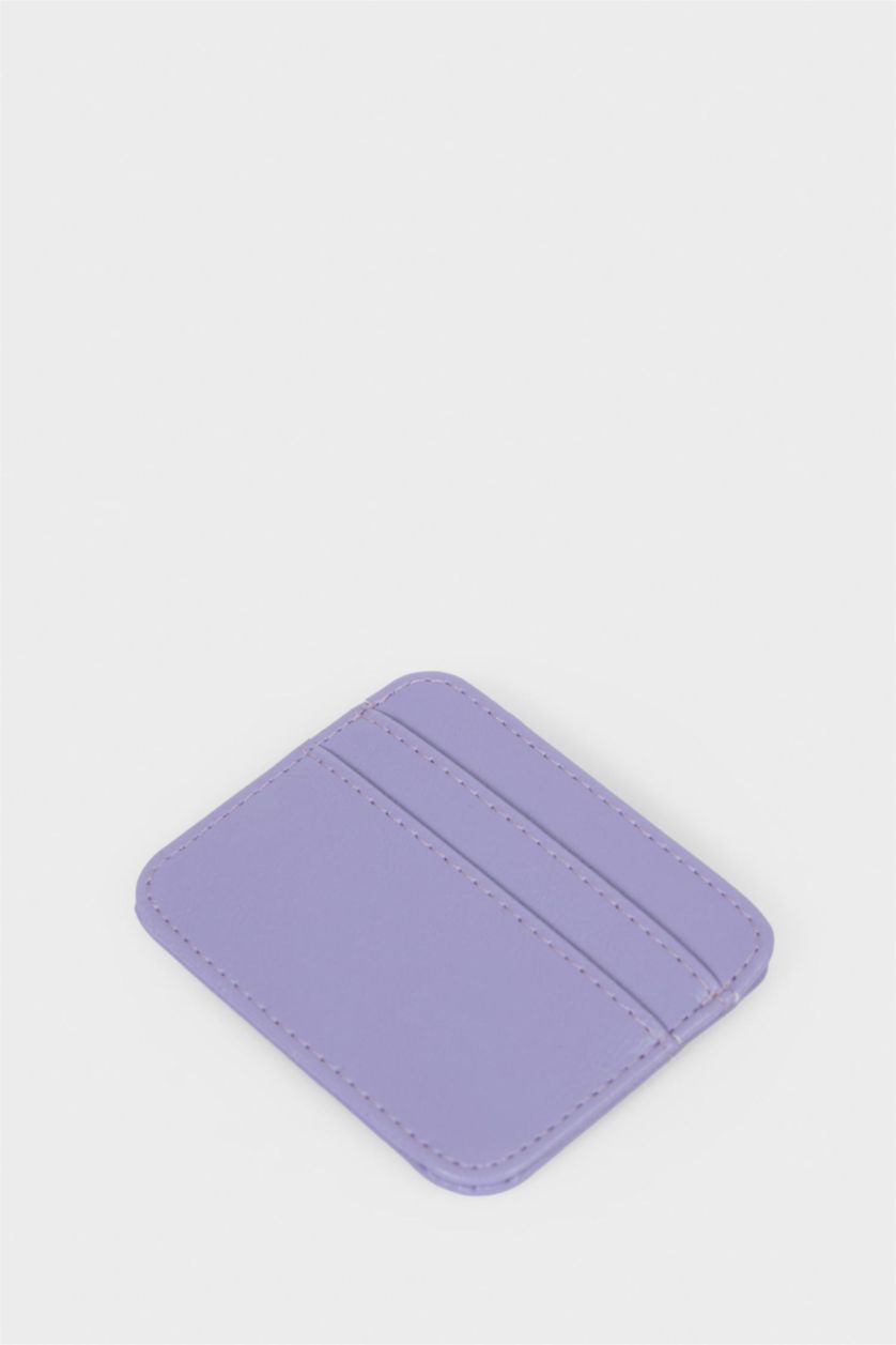 Women Lilac Woman Faux Leather Business Card Wallet