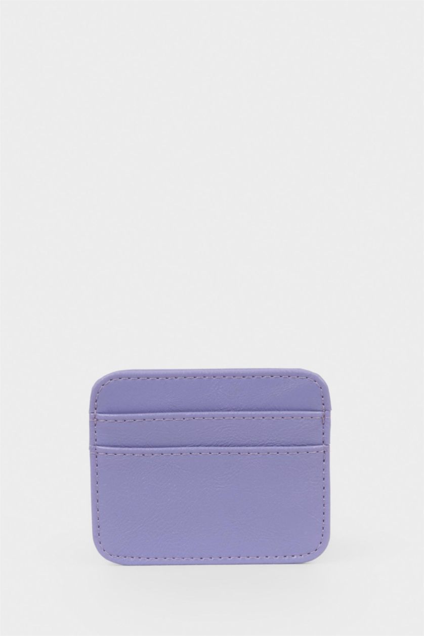 Women Lilac Woman Faux Leather Business Card Wallet