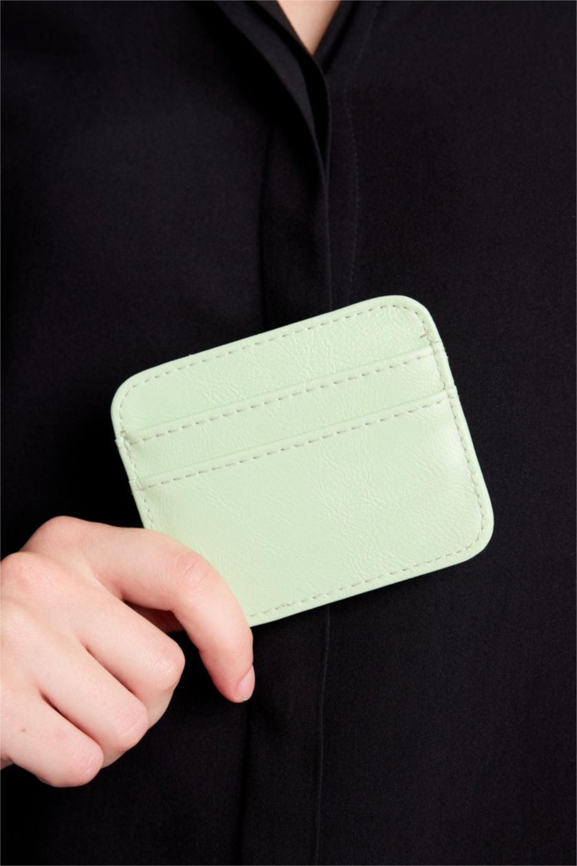 WOMAN Mint Woman Faux Leather Business Card Wallet
