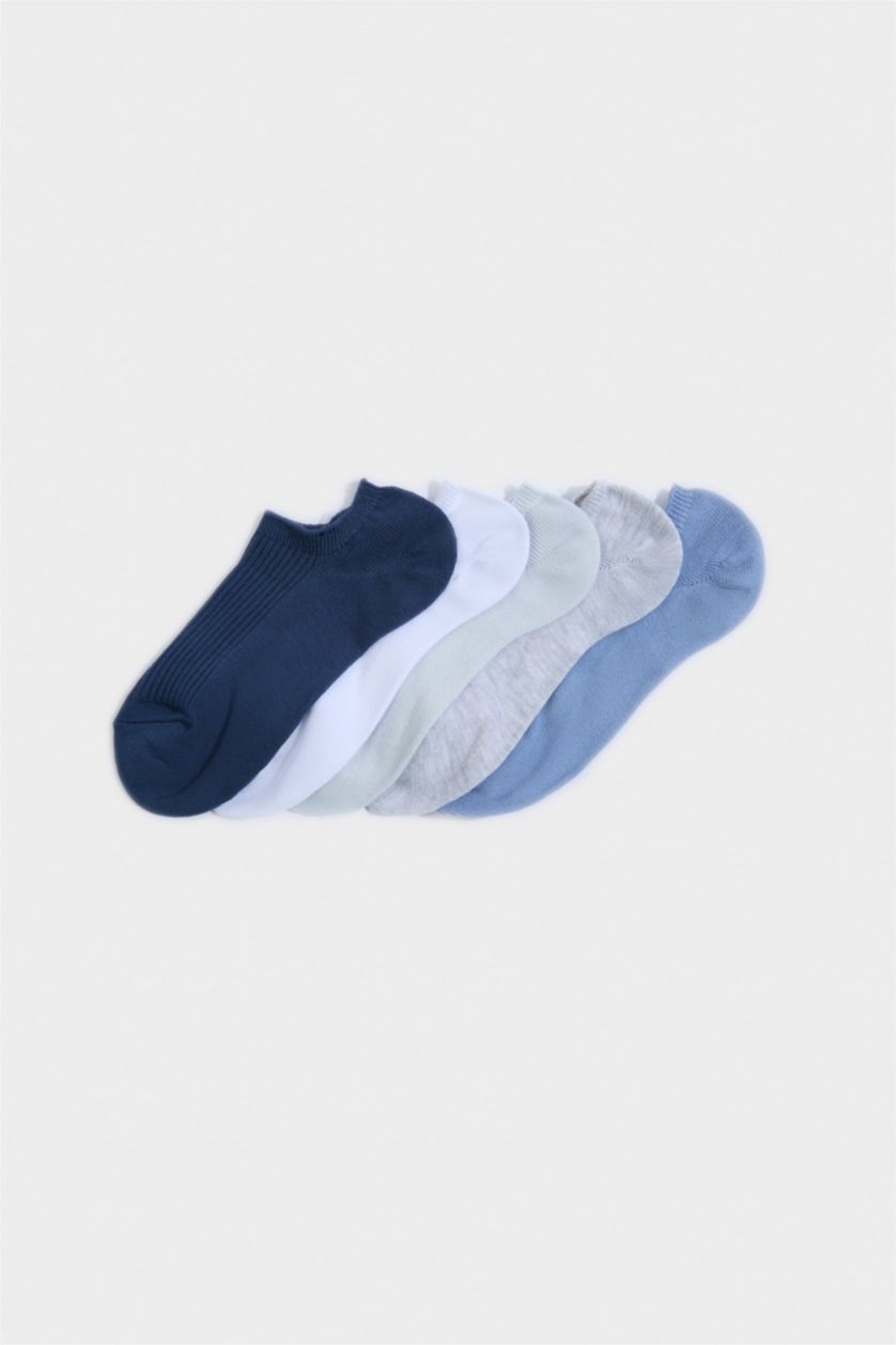 Kadın Açık Mavi Kadın Rahat Lastikli 5'li Pamuklu Sneaker Çorap