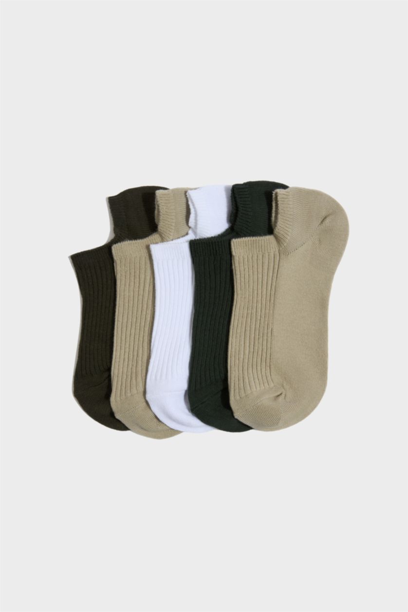 Kadın Yeşil Kadın Rahat Lastikli 5'li Pamuklu Sneaker Çorap