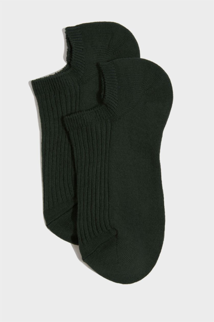 Kadın Yeşil Kadın Rahat Lastikli 5'li Pamuklu Sneaker Çorap