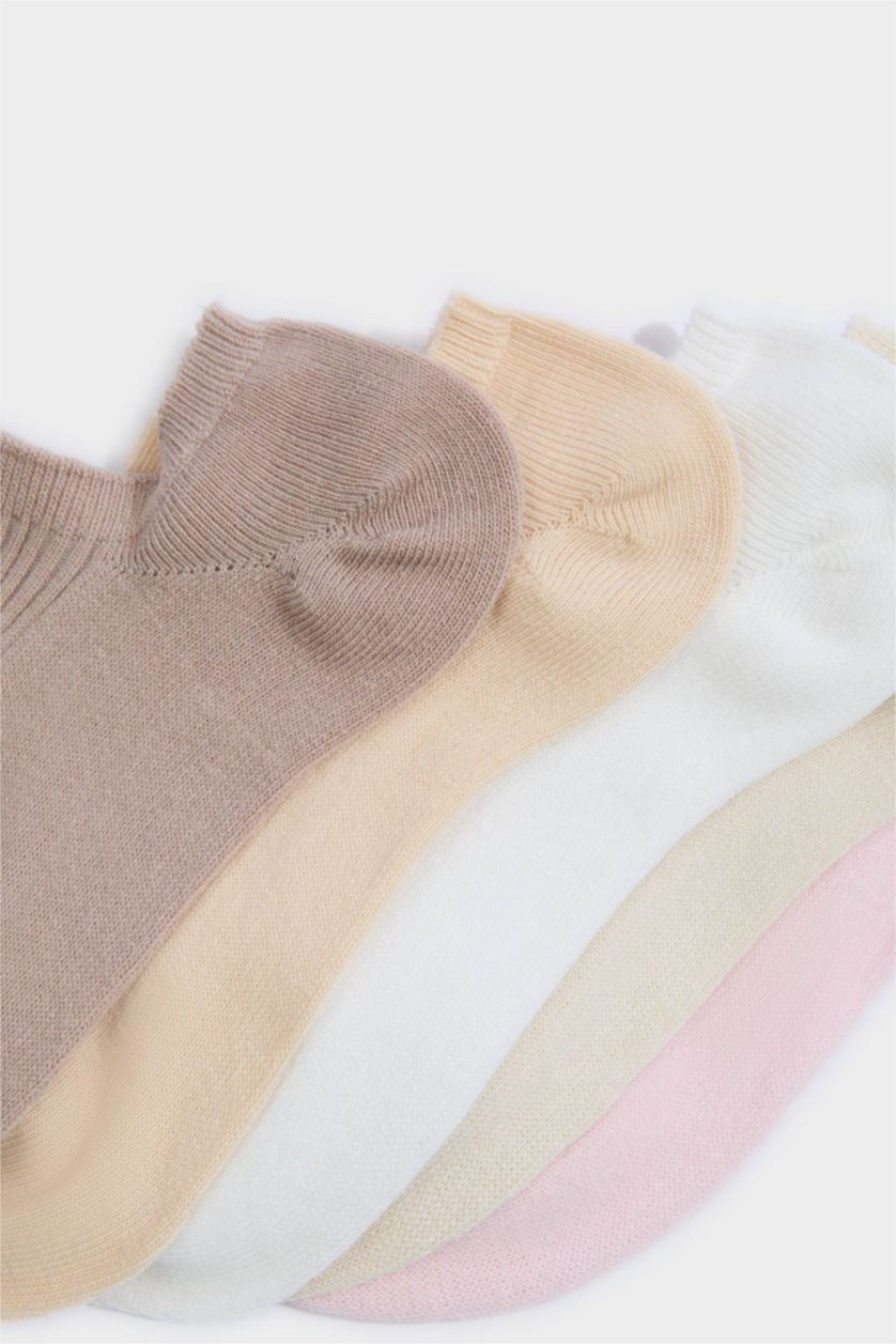 Kadın Açık Pembe Kadın Rahat Lastikli 5'li Pamuklu Sneaker Çorap