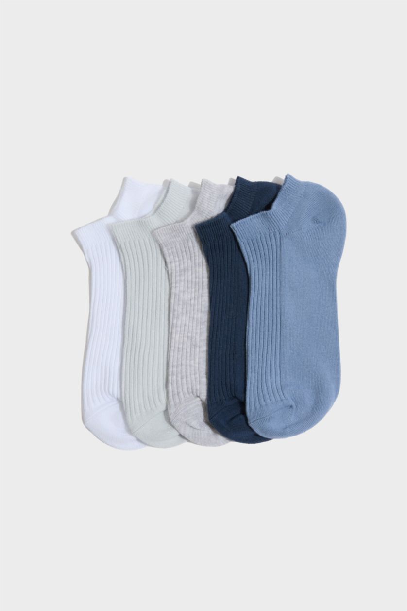 Kadın Açık Mavi Kadın Rahat Lastikli 5'li Pamuklu Patik Çorap