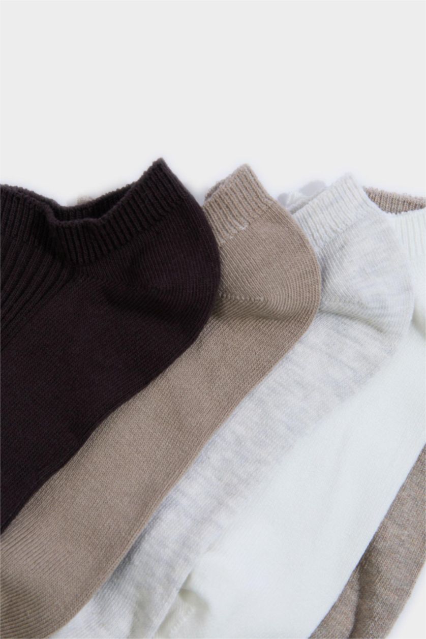 Kadın Kahve Kadın Rahat Lastikli 5'li Pamuklu Patik Çorap