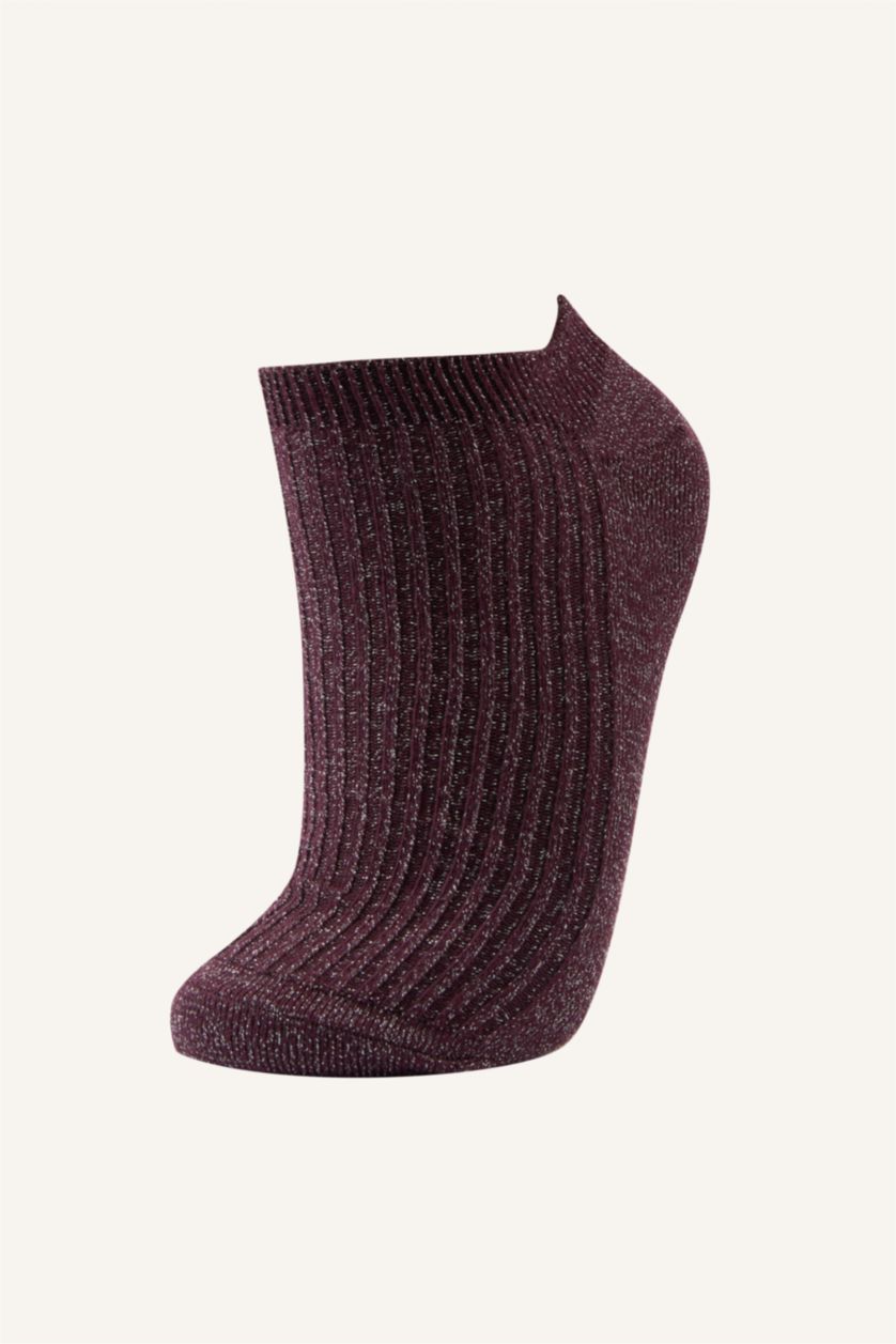 Kadın Bordo Kadın Rahat Lastikli 5'li Pamuklu Patik Çorap