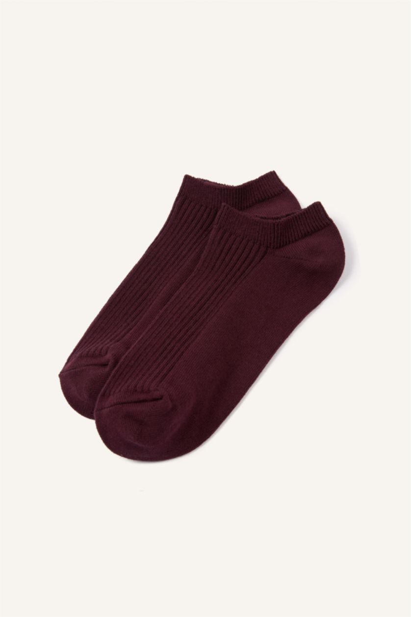 Kadın Bordo Kadın Rahat Lastikli 5'li Pamuklu Patik Çorap
