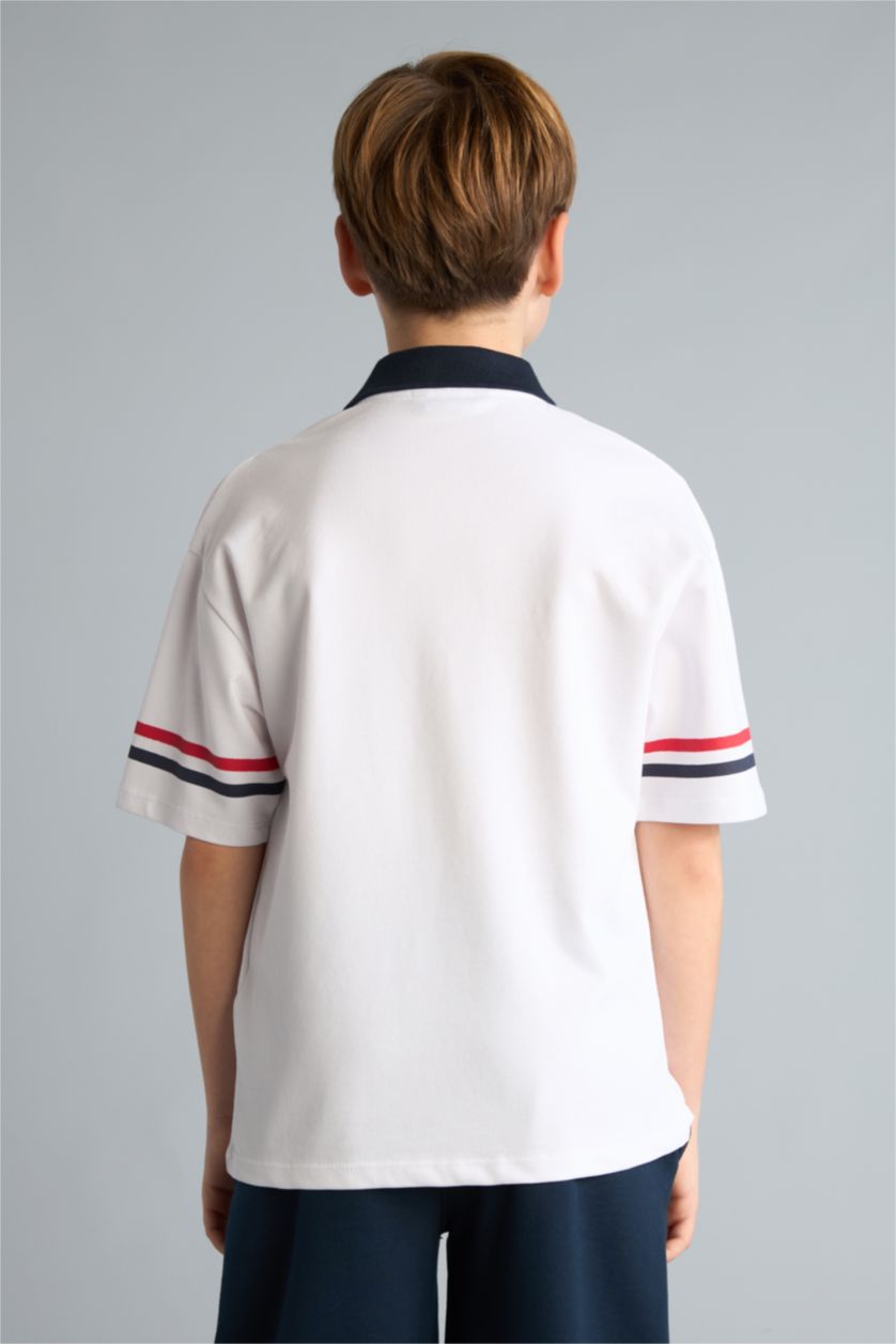 Erkek Çocuk - Genç Erkek Beyaz Oversize Polo Tişört Erkek Çocuk