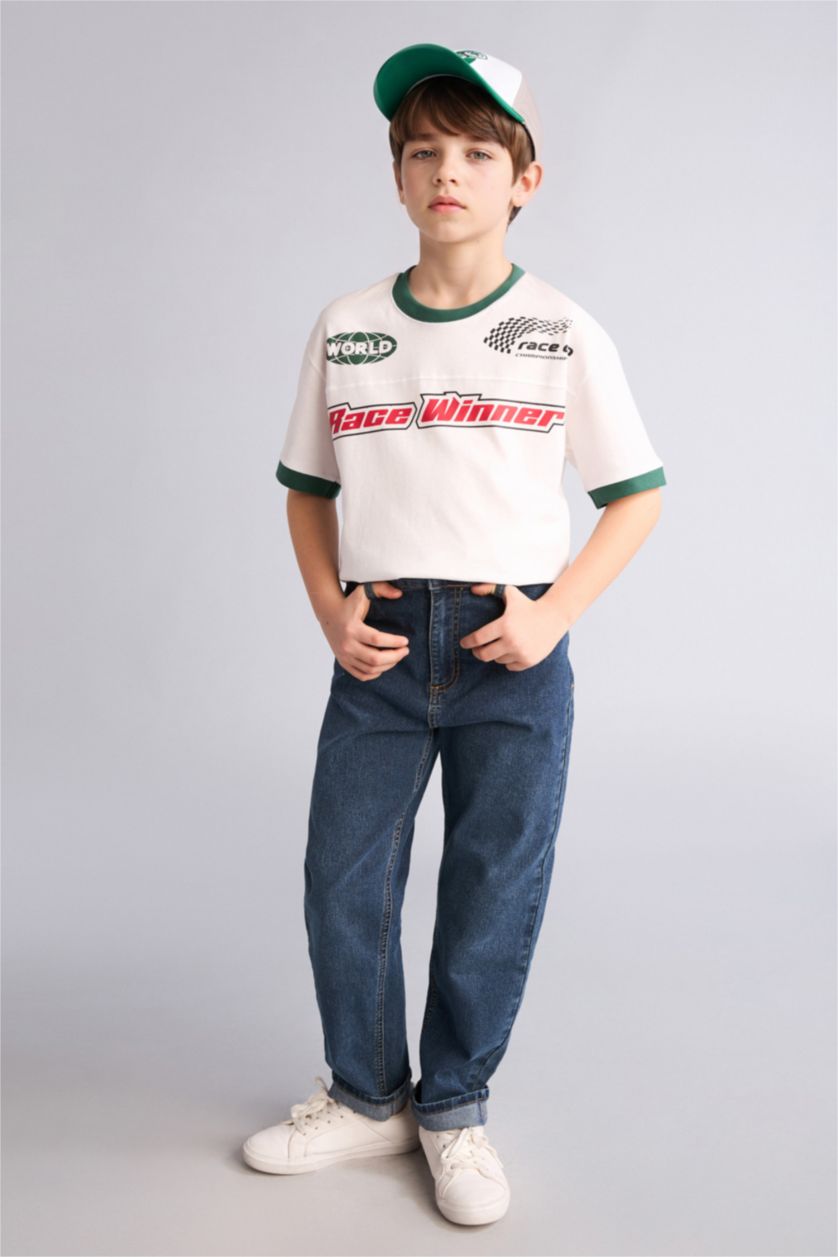 Erkek Çocuk - Genç Erkek Beyaz Oversize Kısa kollu Tişört Erkek Çocuk