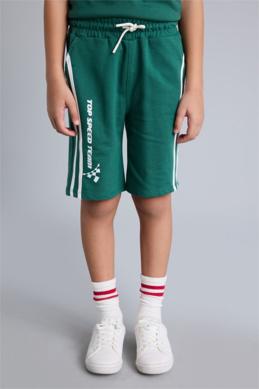 Erkek Çocuk - Genç Erkek Yeşil Baskılı Şort Erkek Çocuk