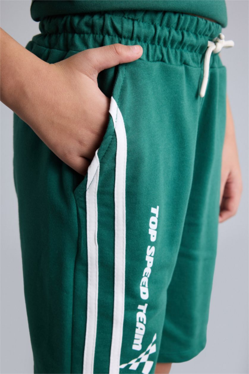 Erkek Çocuk - Genç Erkek Yeşil Baskılı Şort Erkek Çocuk