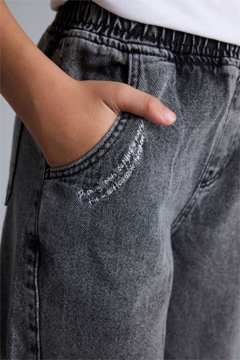 Erkek Çocuk - Genç Erkek Gri Barrel Fıt Düz Paça Jean Pantolon Erkek Çocuk