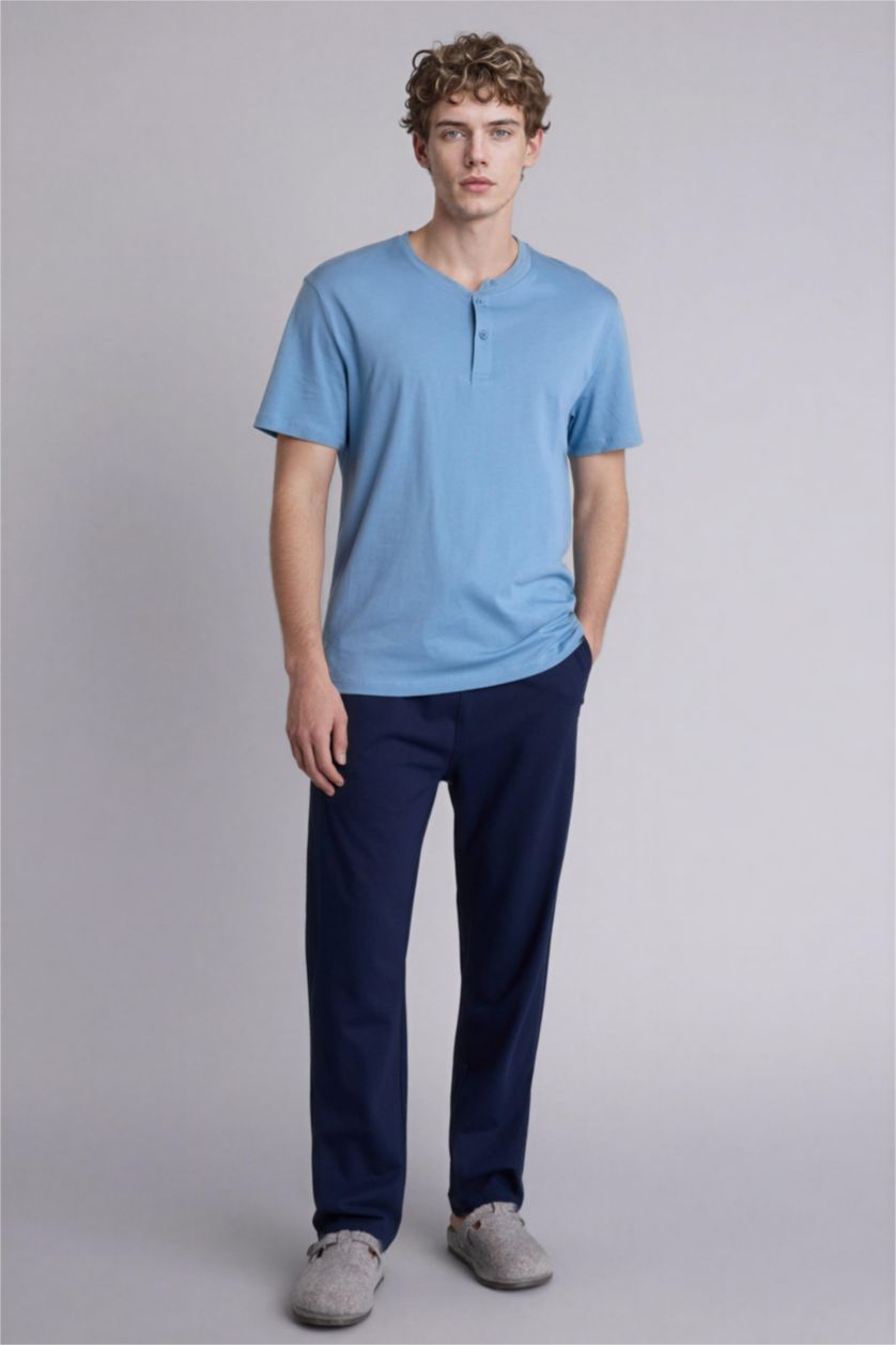 Erkek Lacivert Regular Fıt Kısa Kollu 2'li Pike Takım