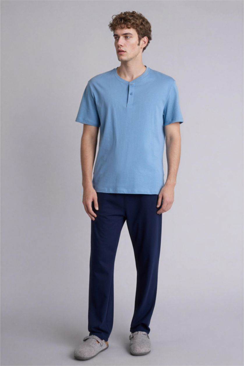 Erkek Lacivert Regular Fıt Kısa Kollu 2'li Pike Takım