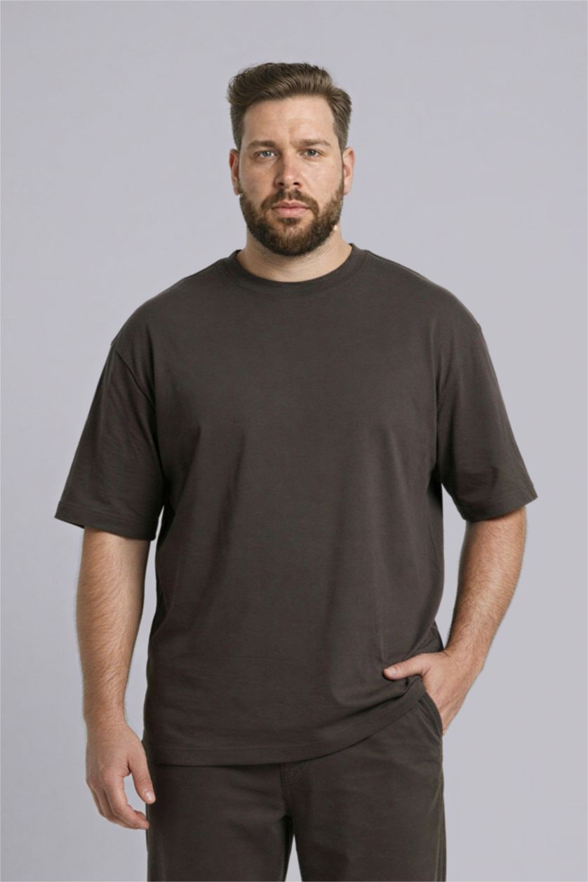 Erkek Antrasit Boxy Fıt Kısa Kollu Tişört