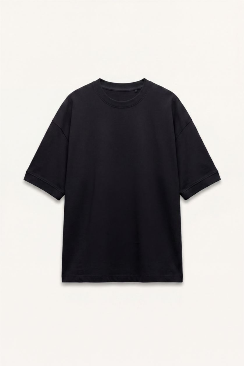 Men Black Boxy Fit Short Sleeve T-Shirt