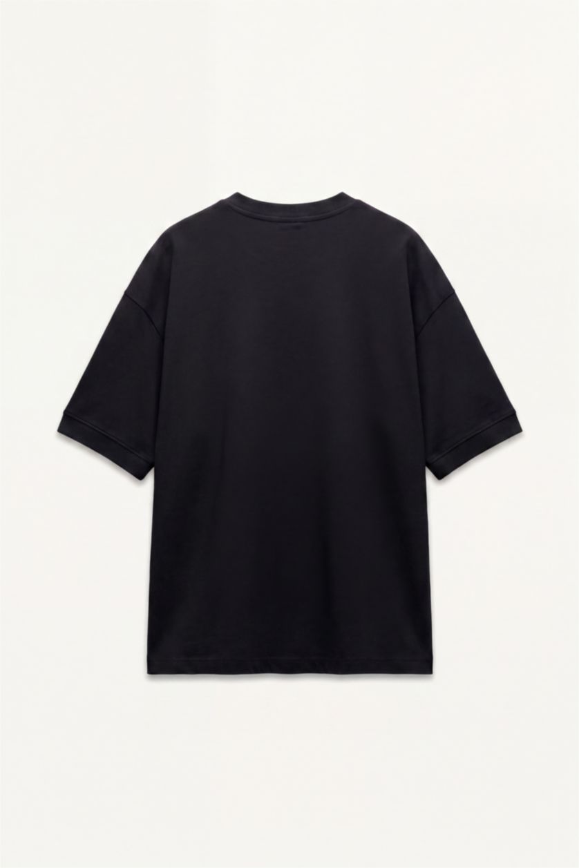Men Black Boxy Fit Short Sleeve T-Shirt