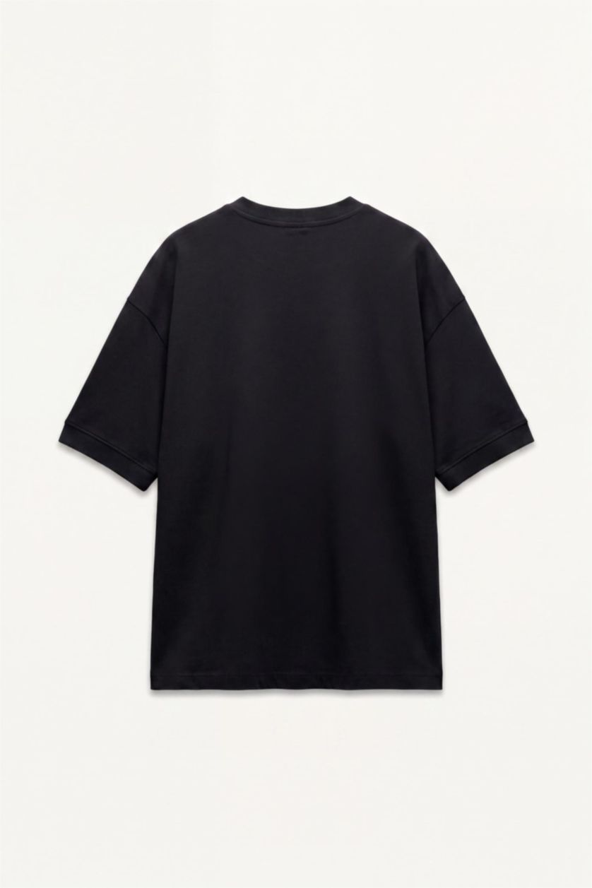 Man Black Boxy Fit Short Sleeve T-Shirt