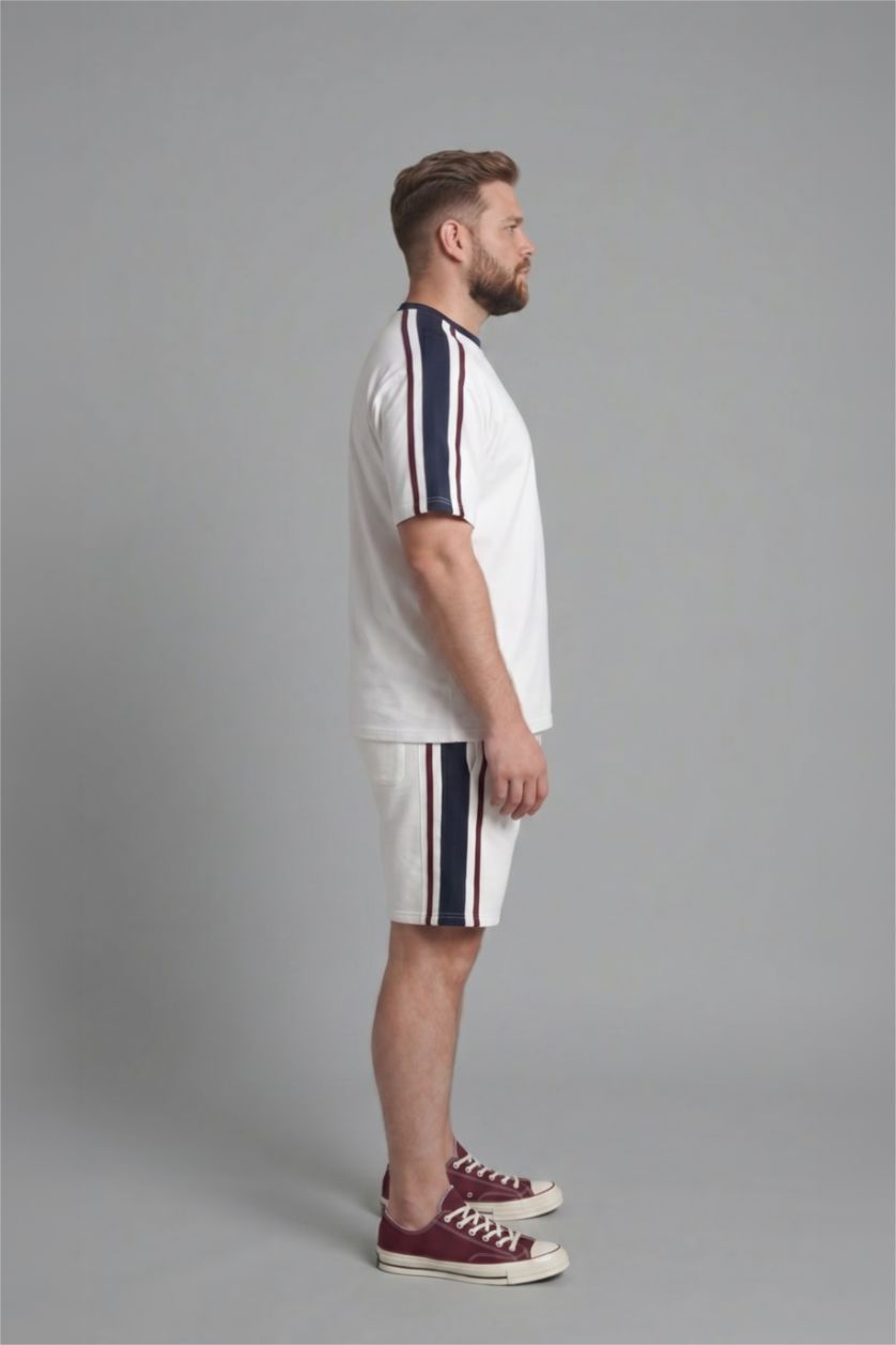 HOMME Écru T-shirt boxy grande taille à manches courtes