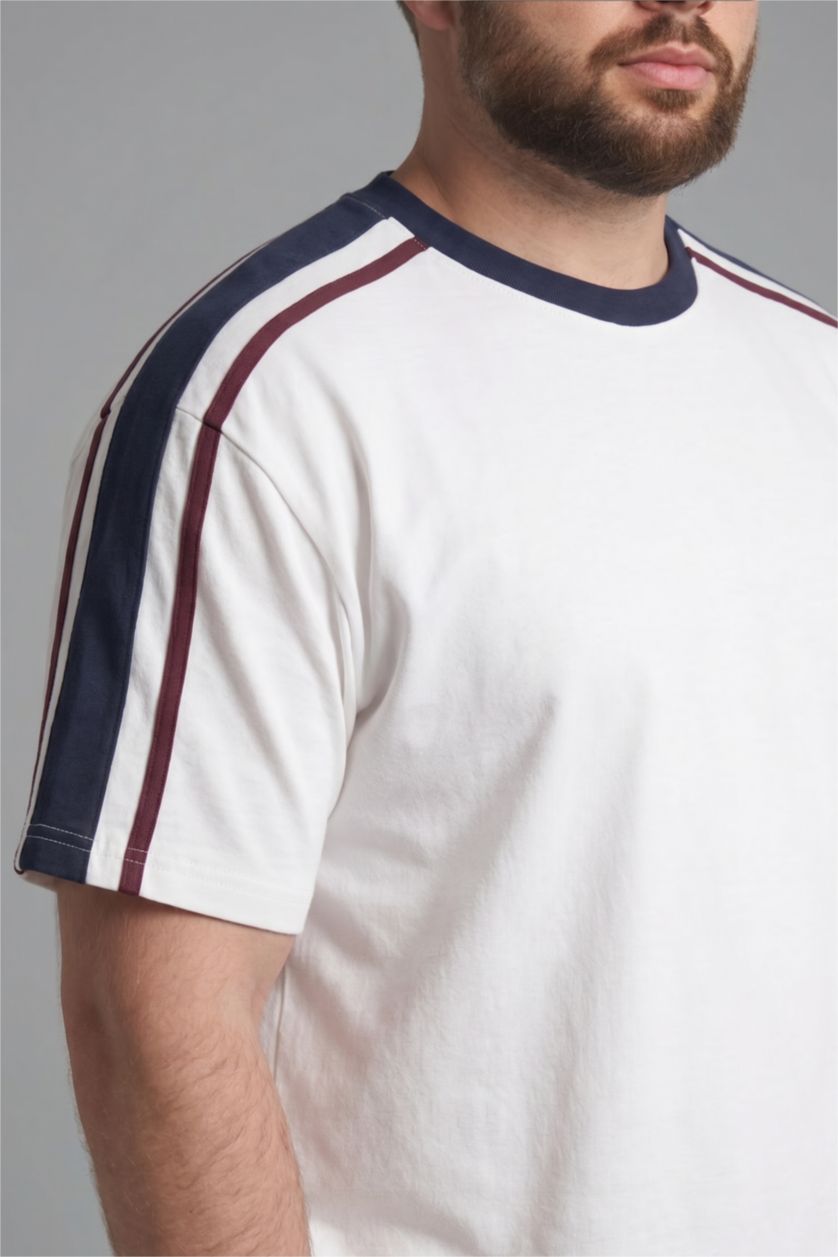 HOMME Écru T-shirt boxy grande taille à manches courtes
