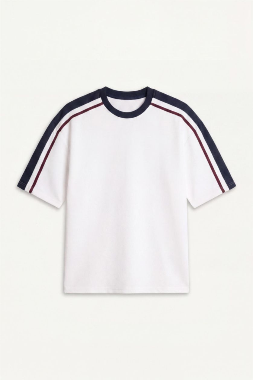 HOMME Écru T-shirt boxy grande taille à manches courtes