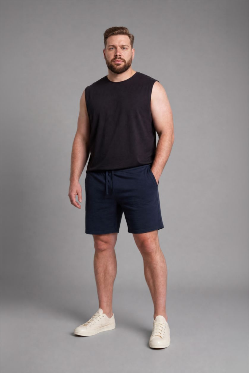 Man Black Boxy Fit Crew Neck Sleeveless Tank Top