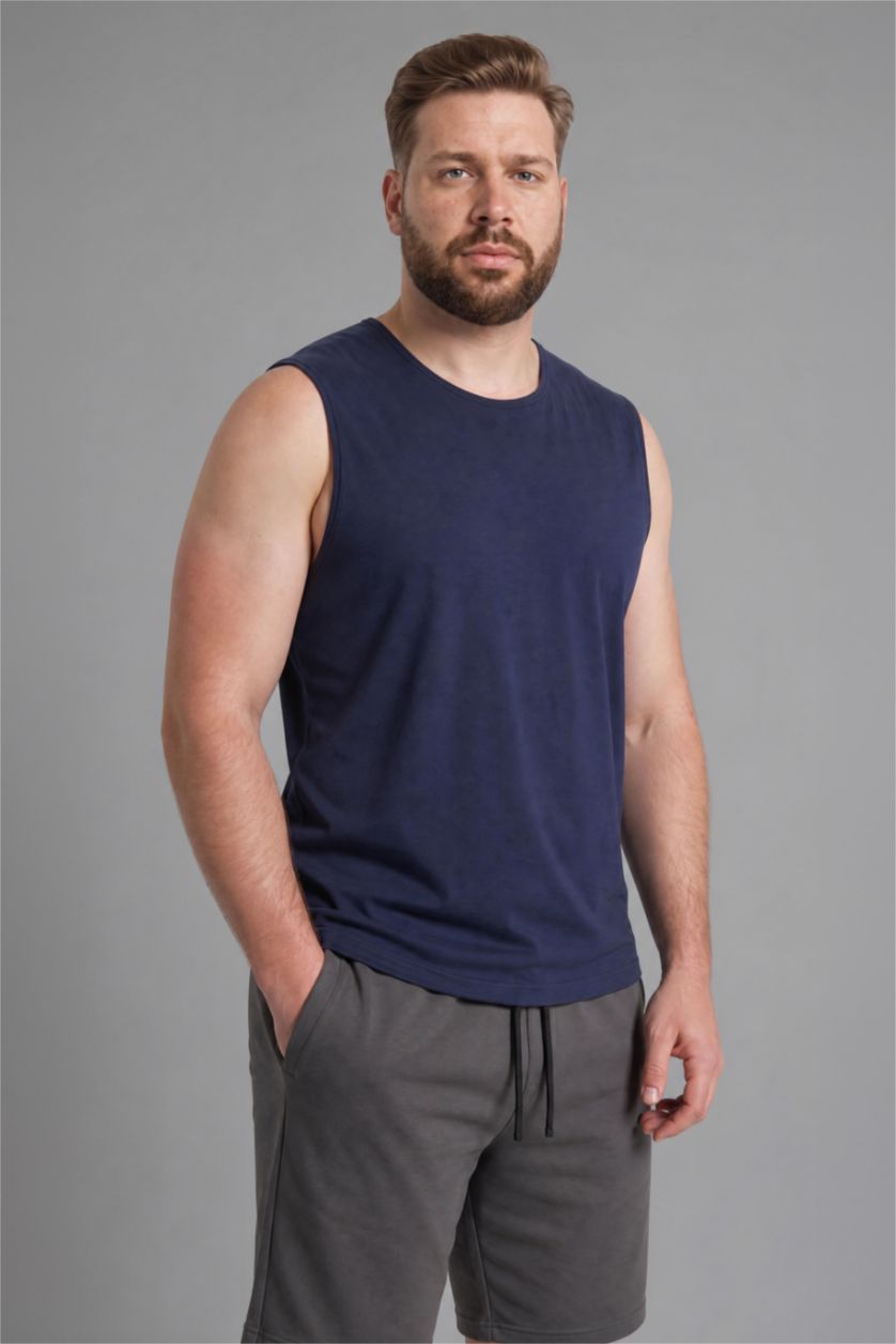 HOMME Marin Débardeur boxy grande taille imprimé à col rond