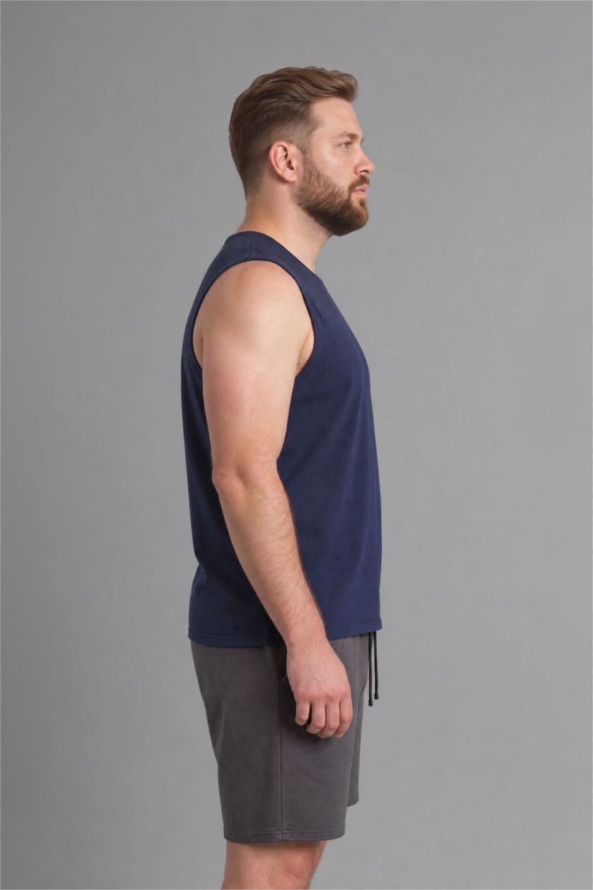 HOMME Marin Débardeur boxy grande taille imprimé à col rond