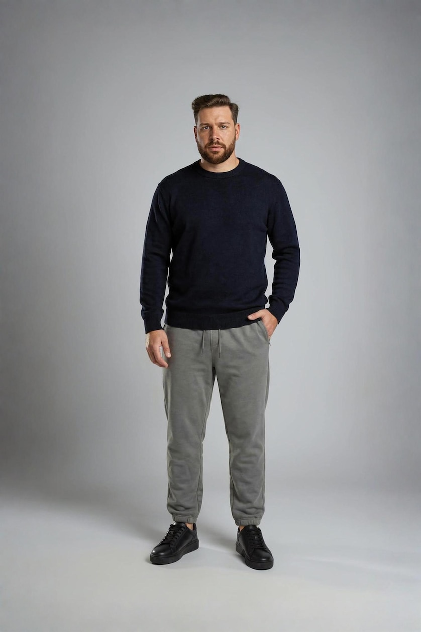 Men Grey Plus Size Elastic Waist Sweatpants