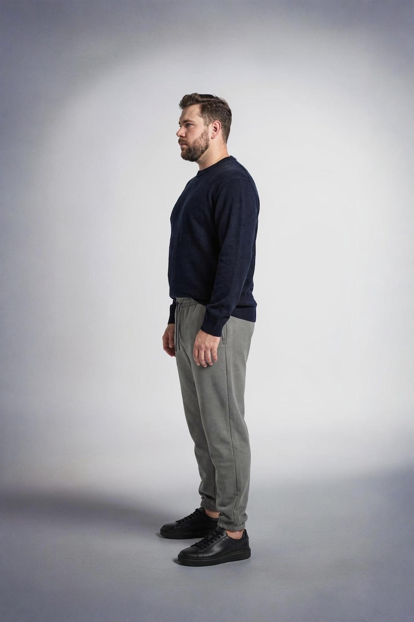 Men Grey Plus Size Elastic Waist Sweatpants