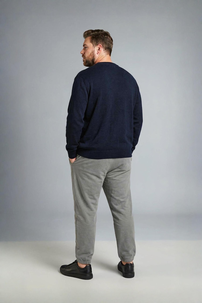Men Grey Plus Size Elastic Waist Sweatpants