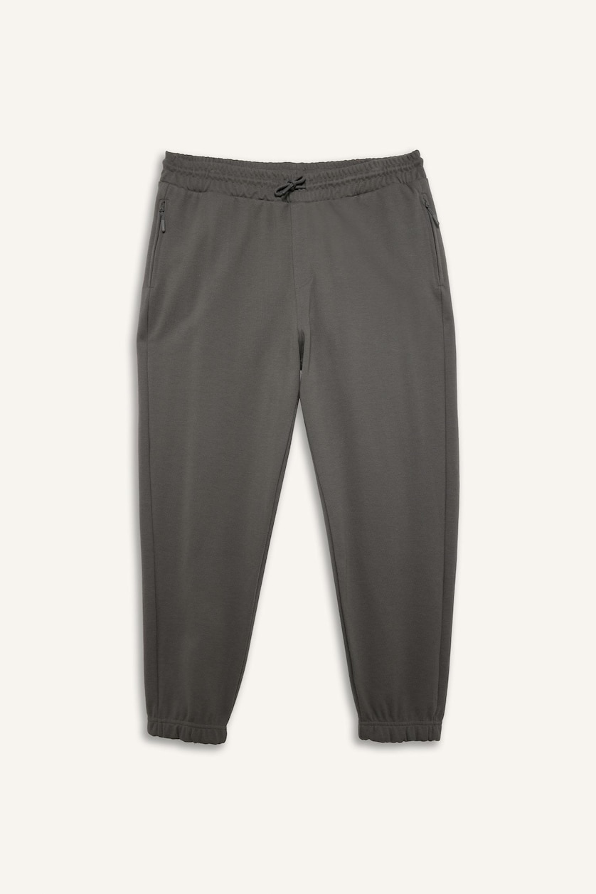 Men Grey Plus Size Elastic Waist Sweatpants