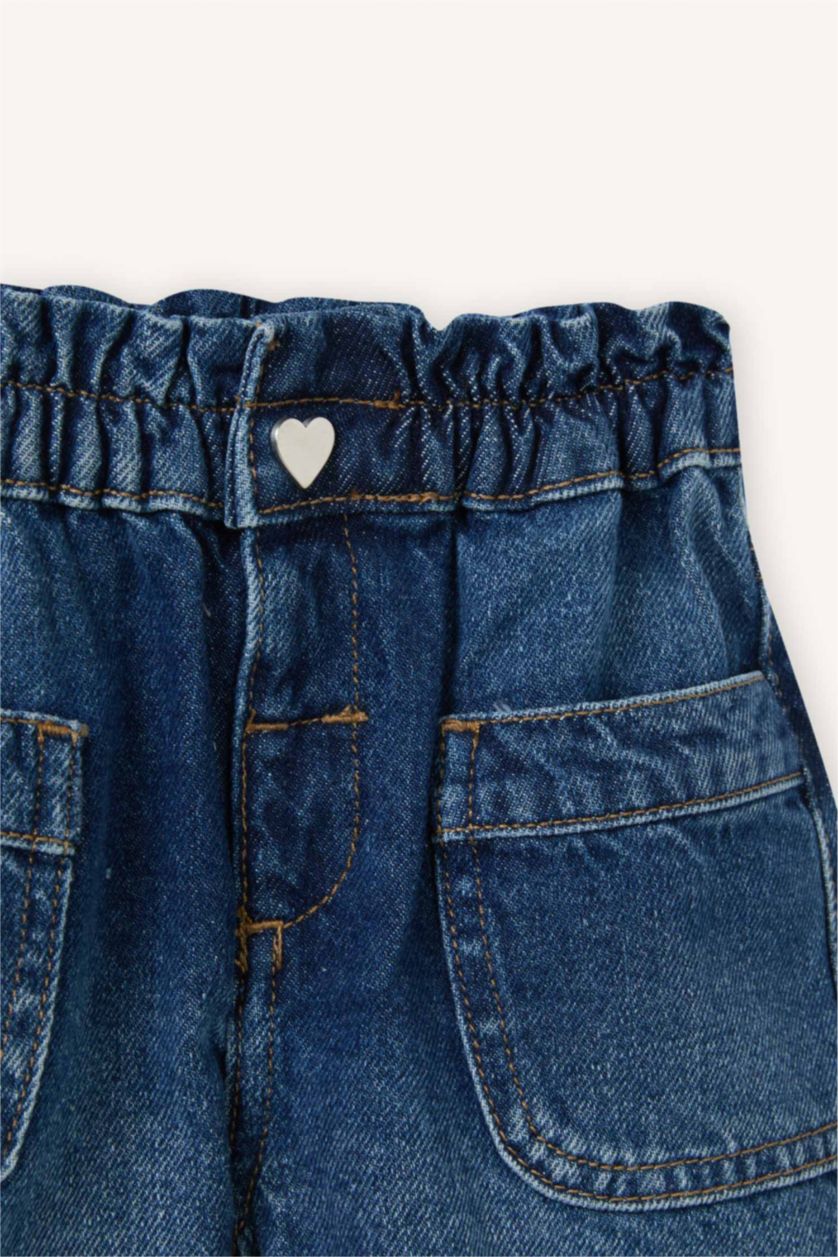 BABY GIRL Blue Baby Girl Paperbag Fit Paperbag Waist Shorts