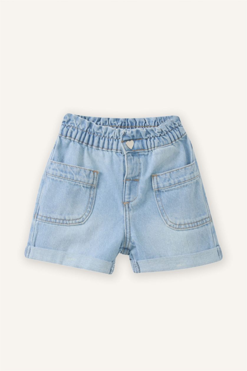 Kız Bebek Açık Mavi Paperbag Şort 