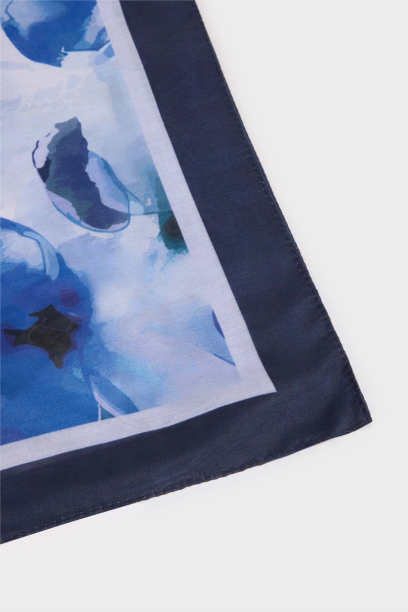 Kadın Mavi Kadın Çiçekli Tesettür Şal