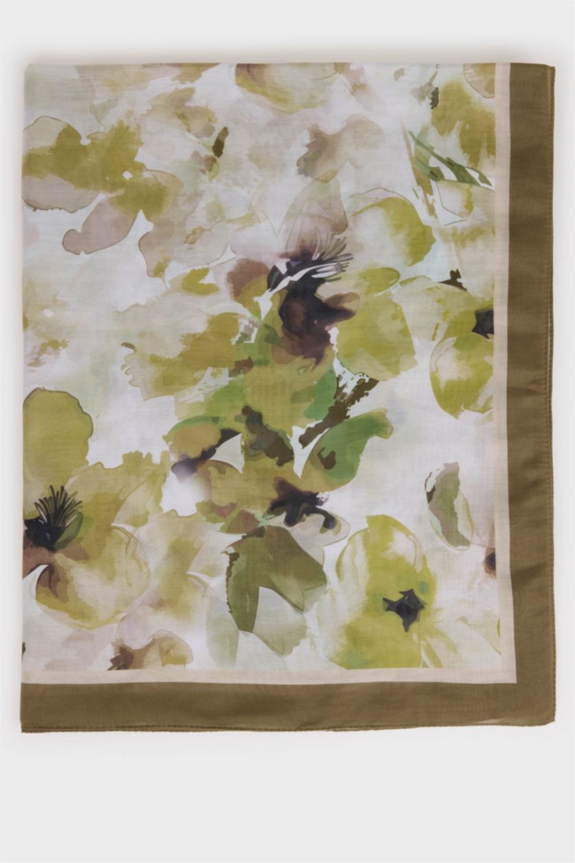 Kadın Açık Yeşil Kadın Çiçekli Tesettür Şal