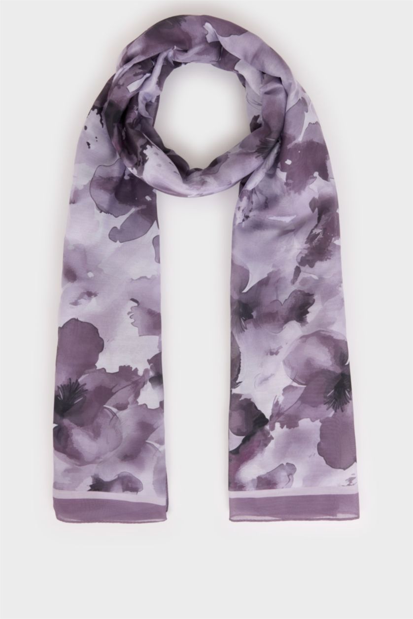 Kadın Lila Kadın Çiçekli Tesettür Şal