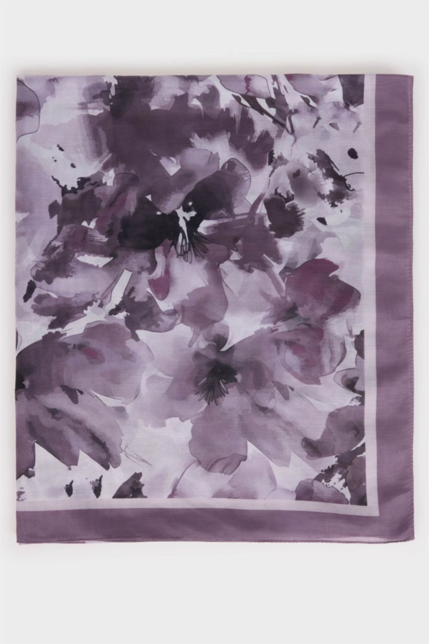 Kadın Lila Kadın Çiçekli Tesettür Şal