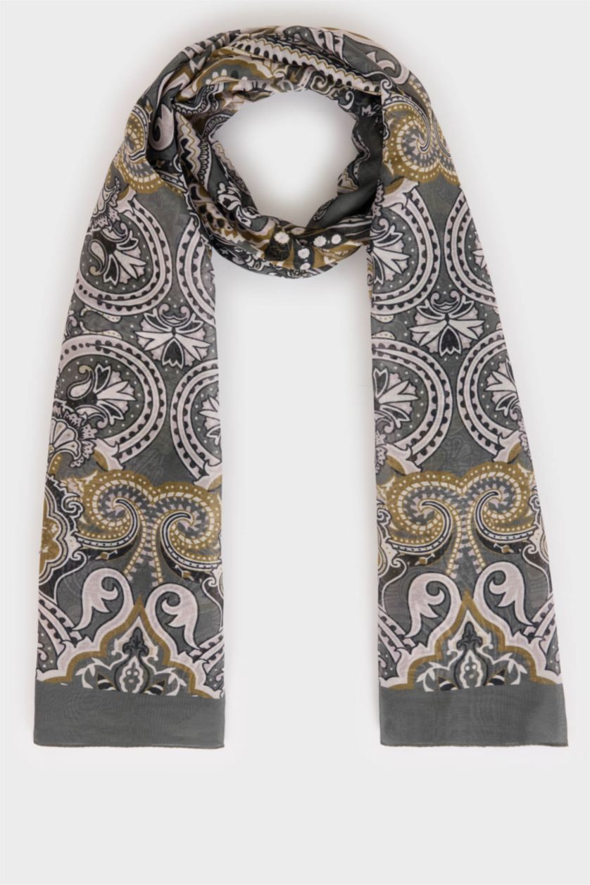 Kadın Haki Kadın Çiçekli Tesettür Şal