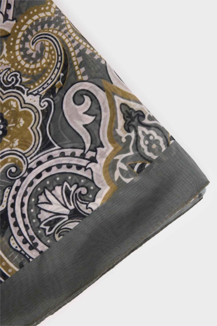 Kadın Haki Kadın Çiçekli Tesettür Şal