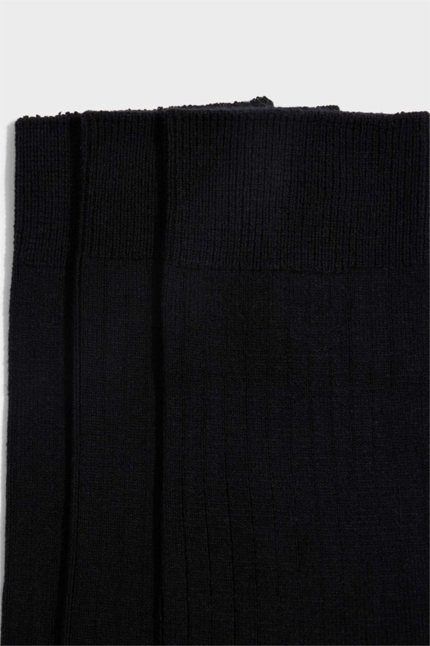 Erkek Siyah Erkek 3'lü Pamuk Akrilik Uzun Çorap